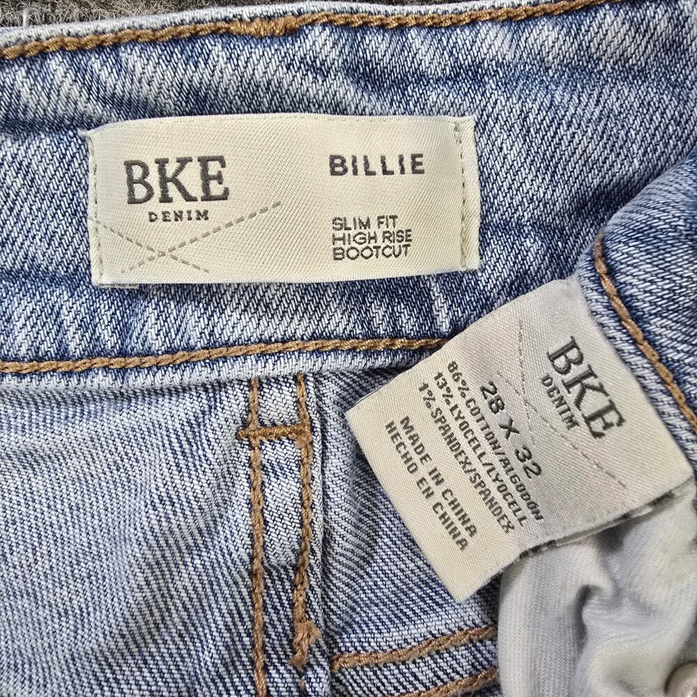 BKE Billie Jeans Womens 28x32 Light Wash High Rise Bootcut Distressed - Picture 3 of 8